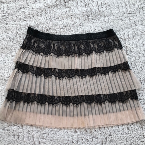 THE CUE Dresses & Skirts - Designer party pleated lace mini skirt